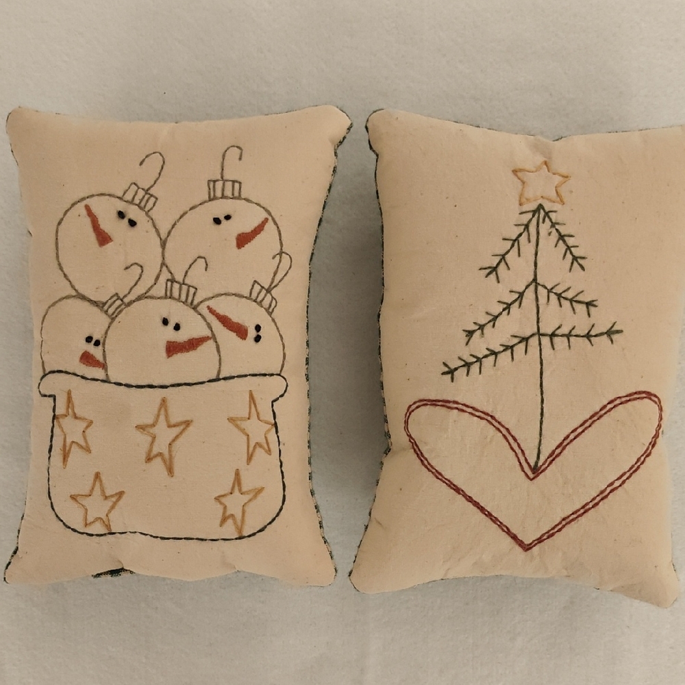 Charming Holiday Pillows with Snowman and Tree Embroidery